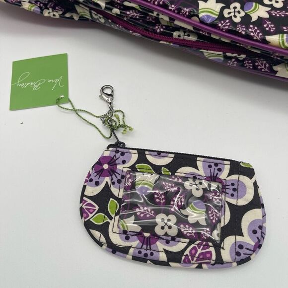VERA BRADLEY Shoulder Purple Plum Petals Floral Frill Vinyl Messenger Bag NWOT - Picture 14 of 15